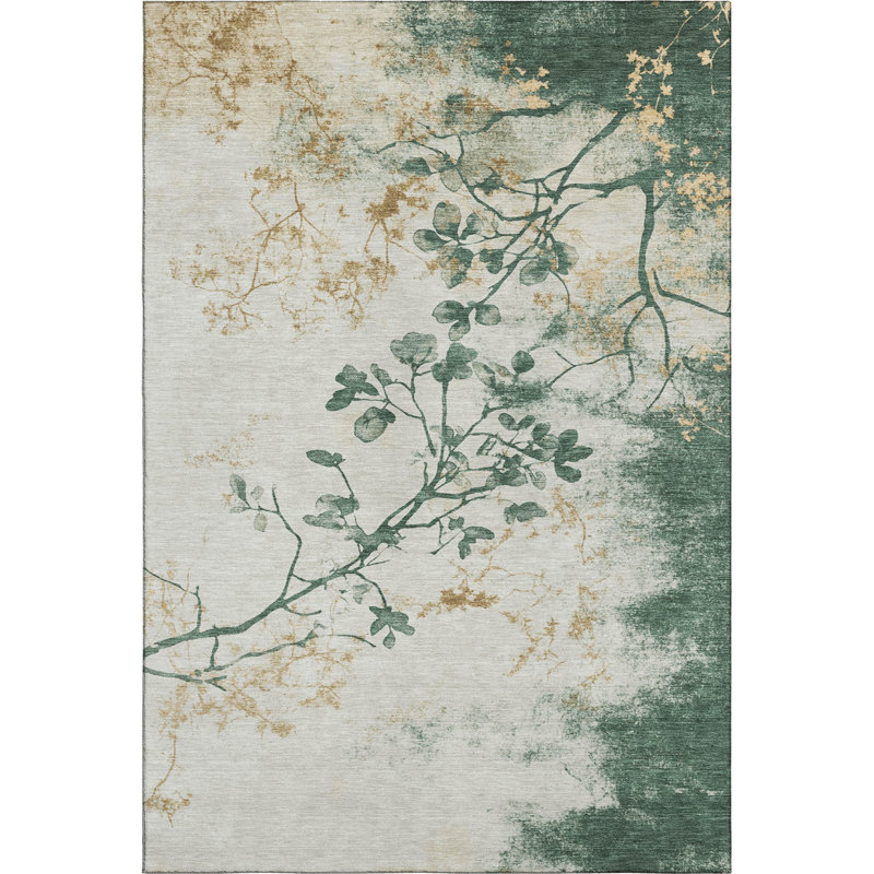 Premium Machine Washable Jacquez AMF1798 Floral Rug, Rectangle 5' x 7'6"