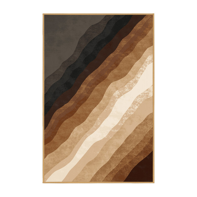 Machine Washable Pelico Queenstown Mountains Contemporary Ombre Rug in Brown – LightBrown Binding, 7x10