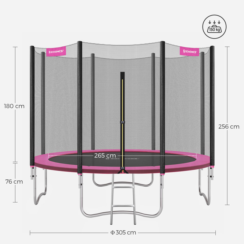 Songmics 305cm Round Backyard Trampoline with Safety Enclosure, Pink