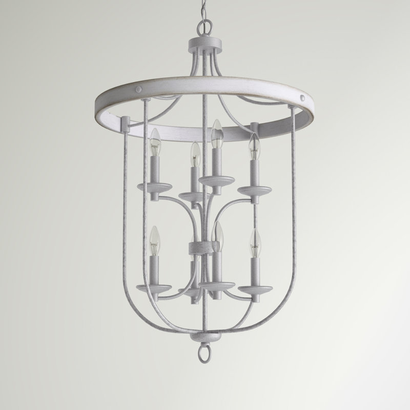 Lustre géométrique unique à 8 lumières Kingsley, Finition galvanisée