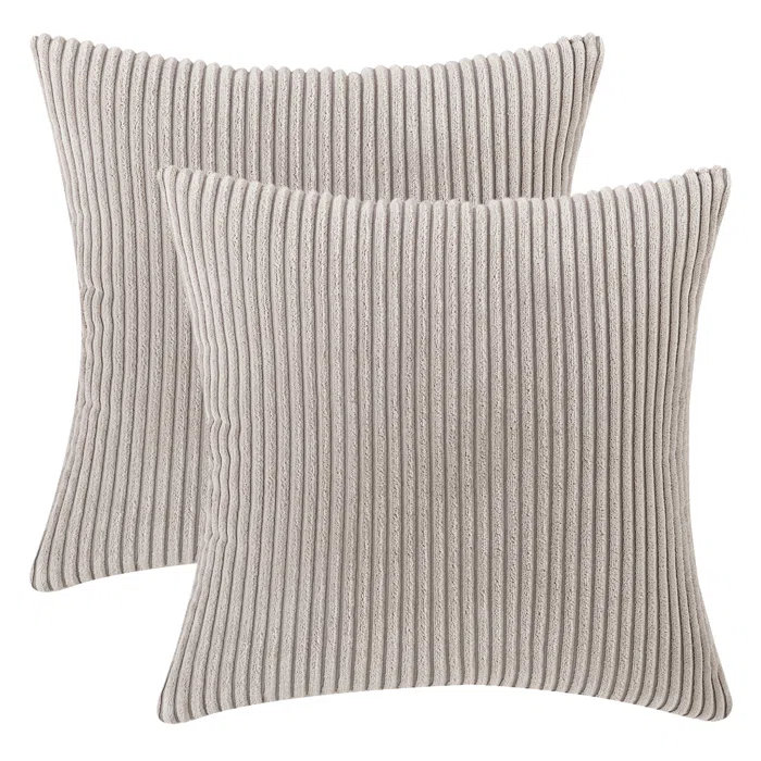 Coussin en velours côtelé réversible, Gris clair