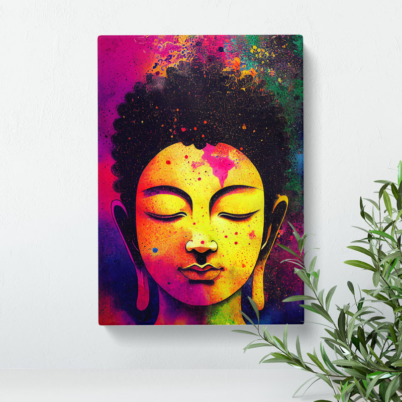 Buddha Splashed No.1 - Wall Art, Wrapped Canvas, 50cm H x 35cm W x 3cm D, No Matte