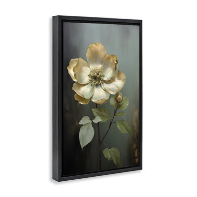 White Floret Petals Framed Floater Canvas by Petals Prints Design