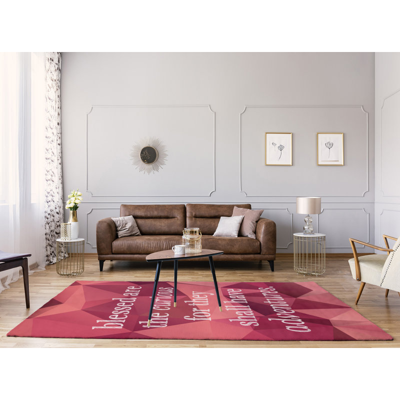 Tapis en polyester à citation inspirante en faux gemme, Rectangle 5 pi x 7 pi