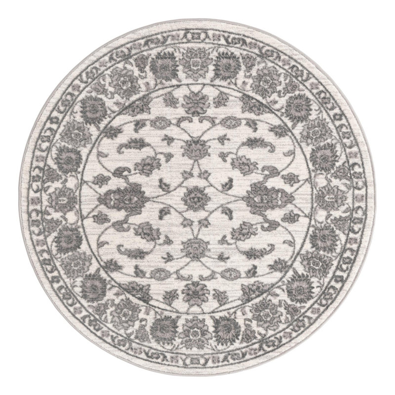 Musselman Rug, Round 5'1", White Gray