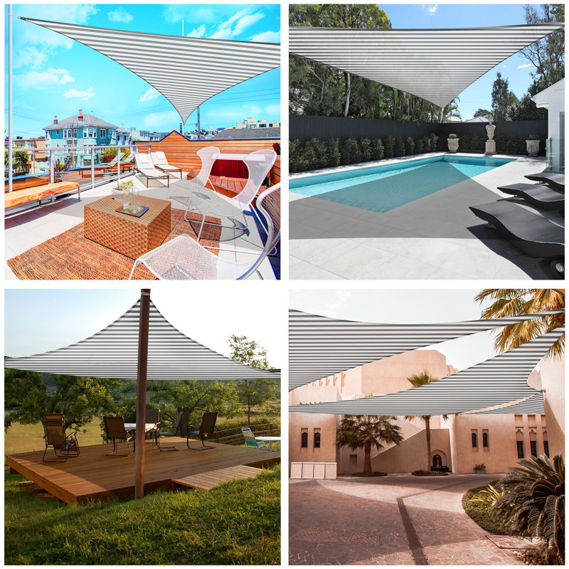 Gray and White 25ft Triangle Sun Shade Sail Canopy