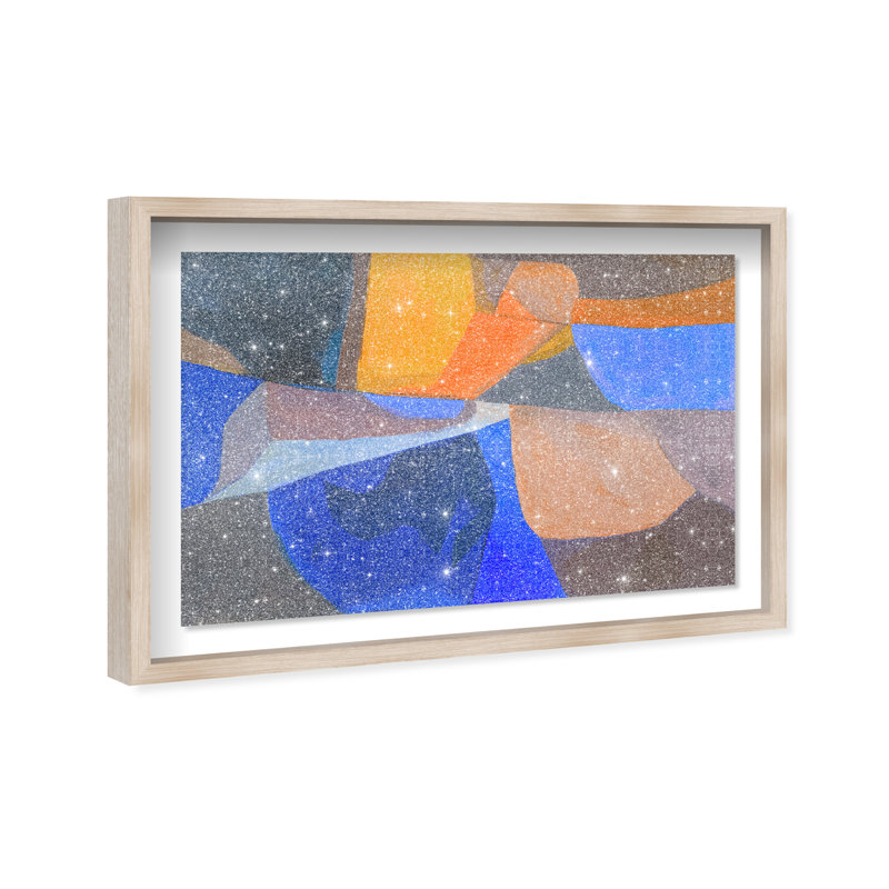 Patchwork Dream III Shadowbox Abstract Print by Oliver Gal, Black Frame, 15 x 10, 37.5"H x 55.5"W, Natural Oak Frame