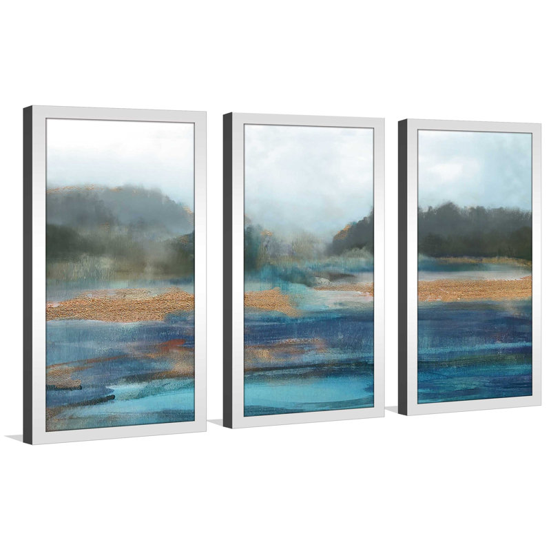 «Cold Spring Morning I» par Susan Jill - Ensemble de 3 cadres à images multiples, L 52,5 po x H 33,5 po x P 1 po