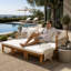 Canapé-lit d'extérieur convertible pour patio avec structure en bois d'acacia et coussins imperméables pour une utilisation polyvalente-133392092