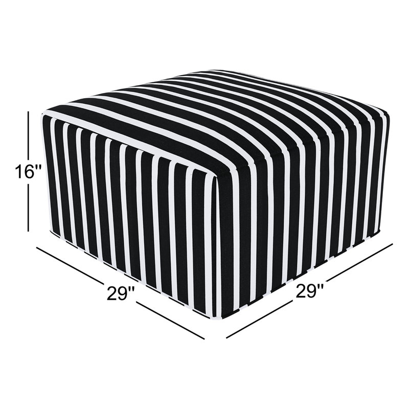 Repose-pieds Eliana Sunbrella, Shore classique rayé noir Sunbrella®