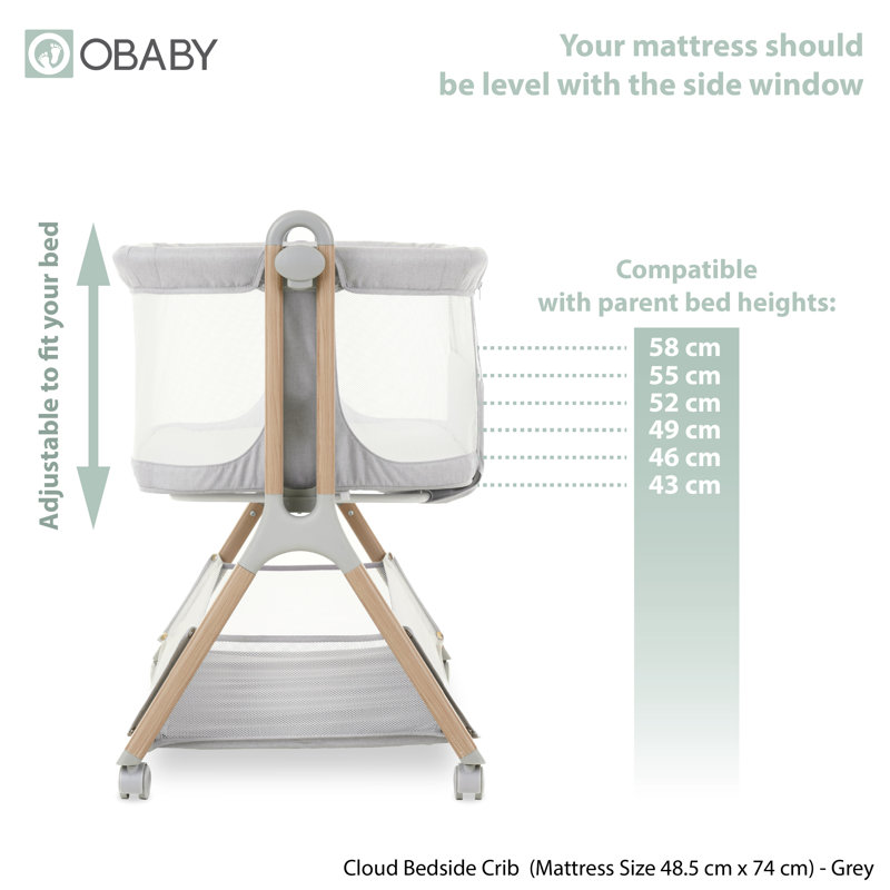 Cloud Bedside Crib, Grey