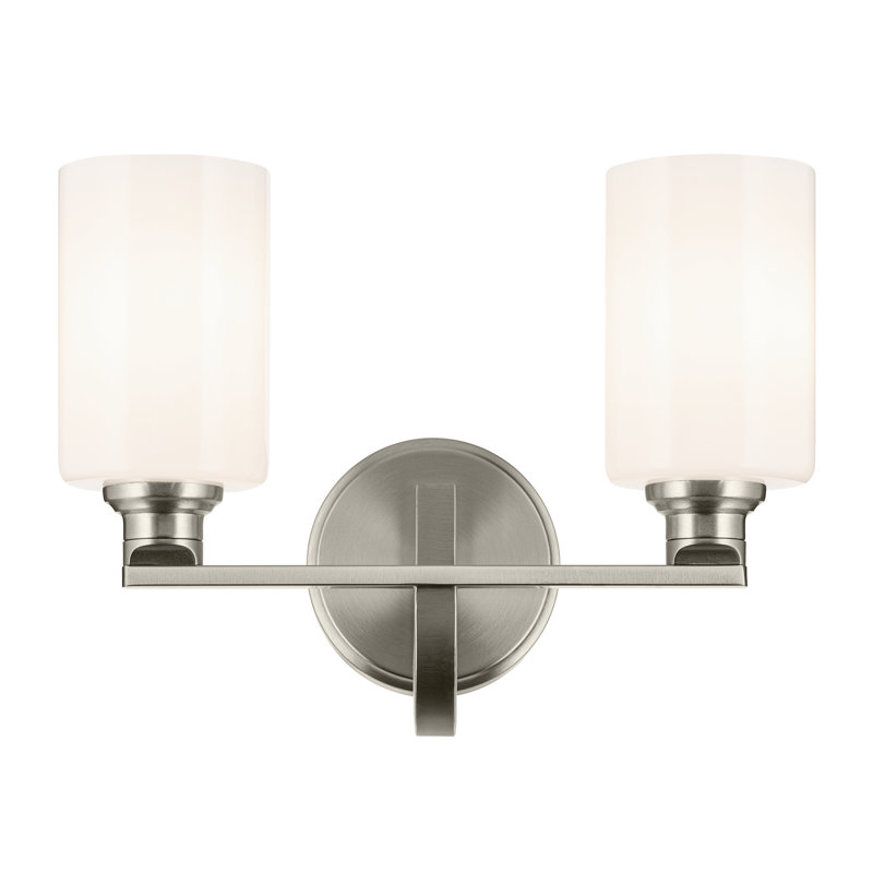 14.25" 2-Light Vanity Light with Glass, Brushed Nickel, Opal Etched