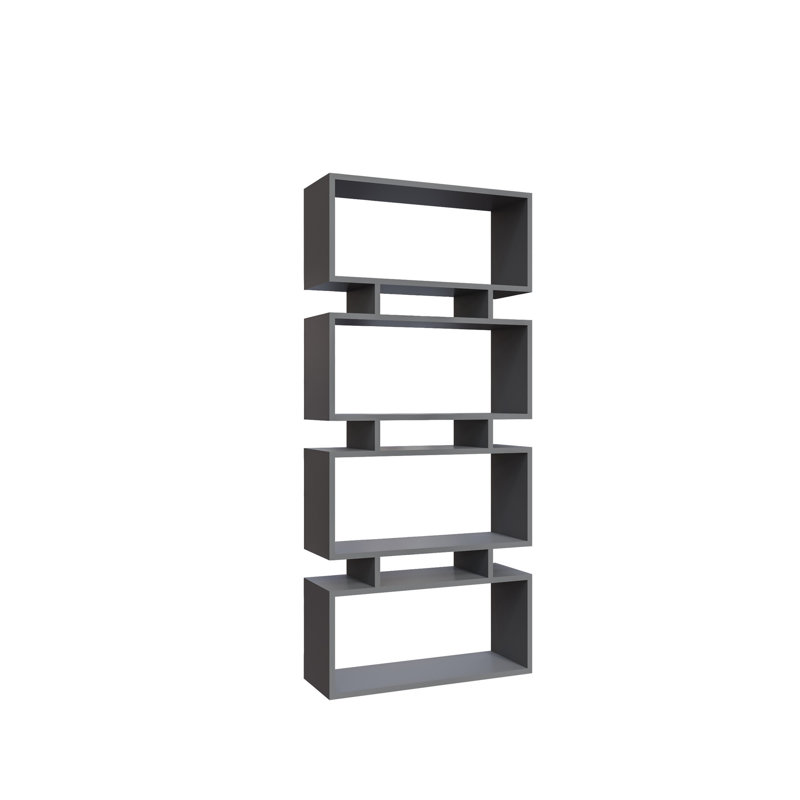 Priestley 161cm H x 72cm W Geometric Bookcase, Anthracite