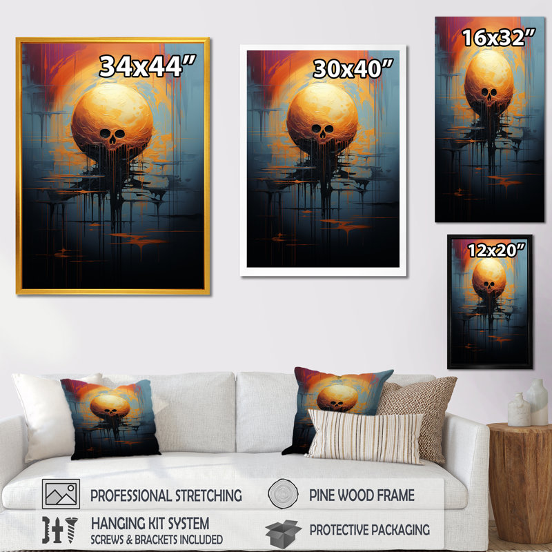 Yellow Sphere In Motion II - Abstract Shapes, art mural, Cadre flottant doré, H 32 po x l 24 po x P 1 po