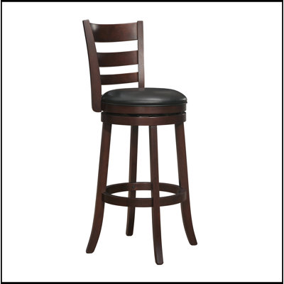 Comfortable 360-Degree Swivel Bar Chair Dark Cherry Finish Comfortable Footrest Solid Wood Furniture 1Pc