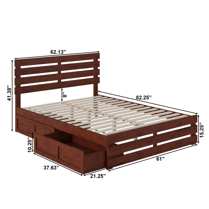 Bridport Slat Storage Bed, Walnut, Queen