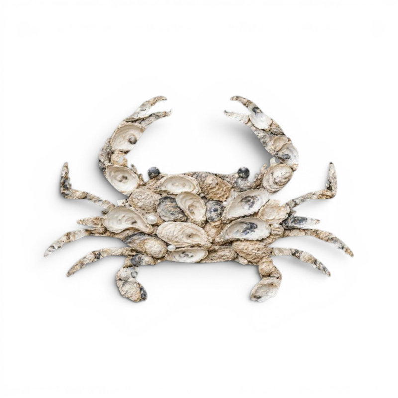 Décoration murale d'extérieur Oyster Shell Crab Coastal, 24 pouces