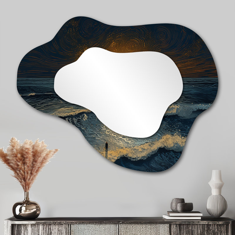 Alone On The Waves Majestic Ocean Sunset - Grand miroir mural nautique, 27 po x 35 po