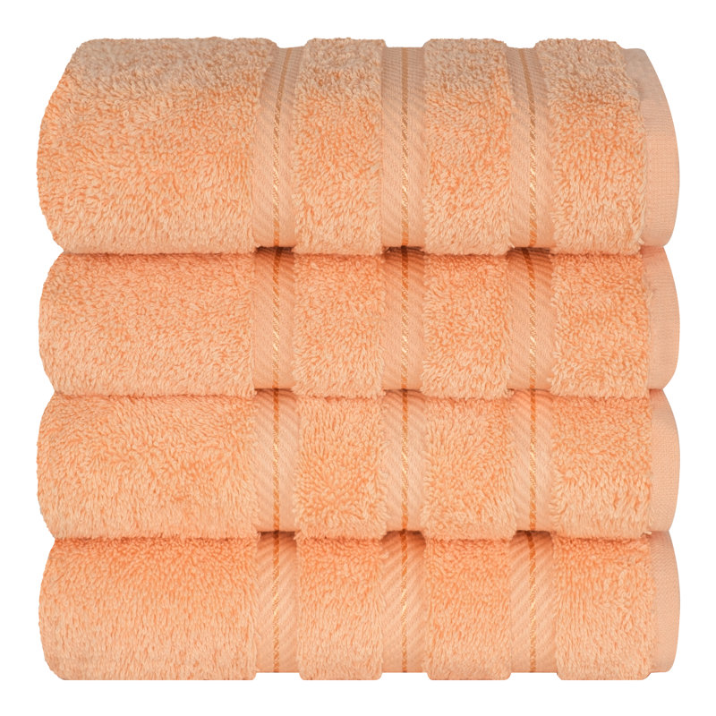 Edison Turkish Cotton Quick-Drying Hand Towels (Set of 4), Malbu Peach