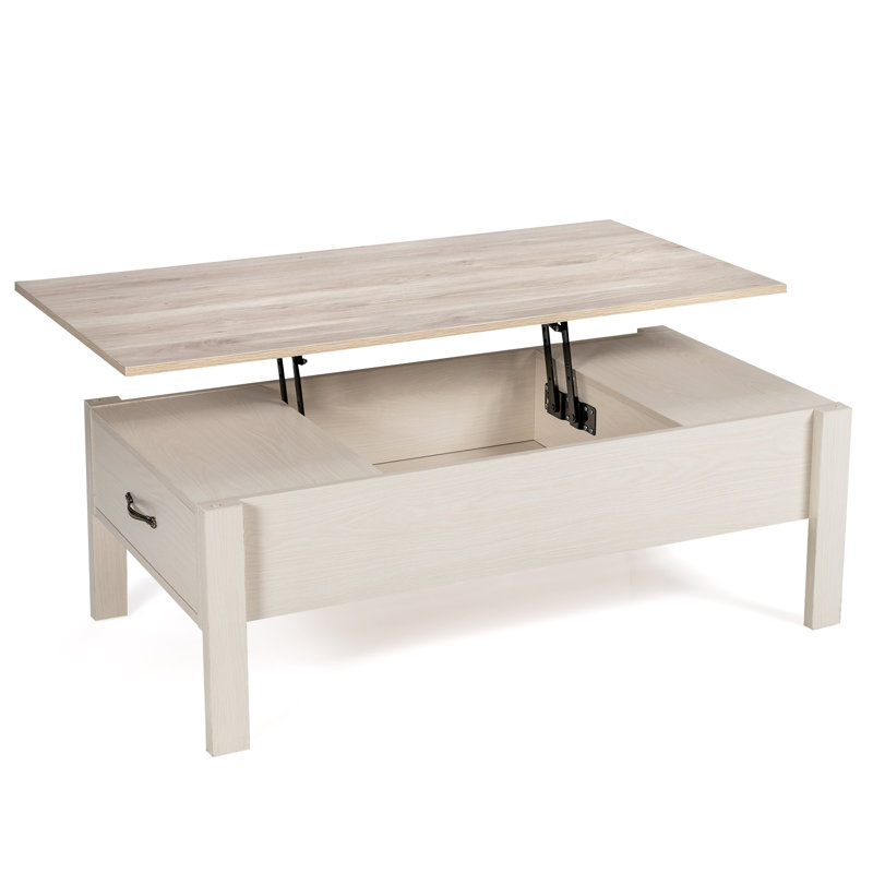 Lift Top Frame Coffee Table with Storage, White