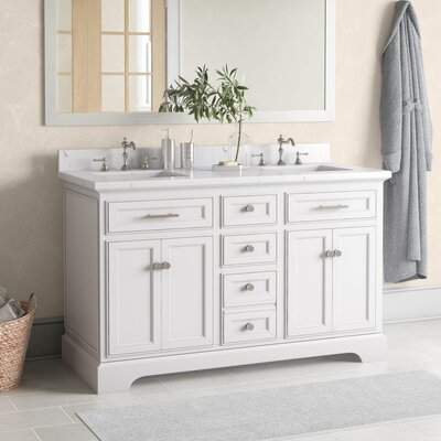 Annaline 54'' Free-standing Double Bathroom Vanity with Engineered Stone Vanity Top -  Lark Manor™, 5714E55A7B9F407680201350123A827D