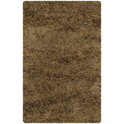 Tapis brun à poil long fabriqué à la main Karine