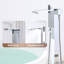 Robinet de baignoire autoportant à poignée simple avec inverseur-108936117