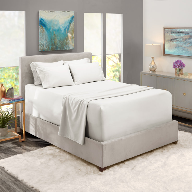 Ensemble de draps en micro-fibre, Blanc, Drap-housse de taille double