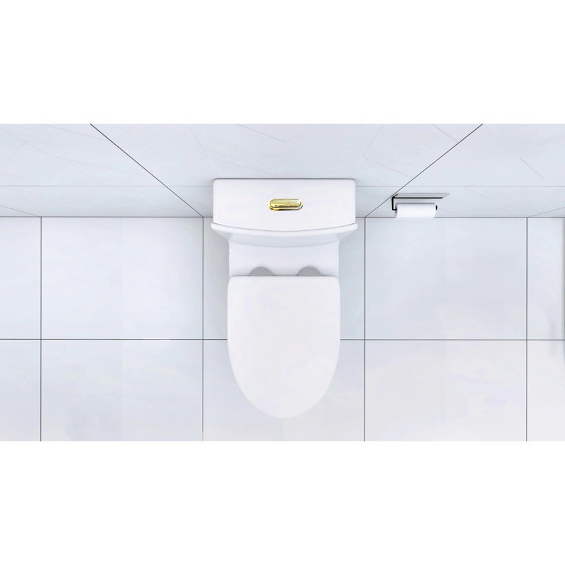 Glossy White Toilet With Powerful Flush And Easy Installation Elongated High-Performance Construction, White