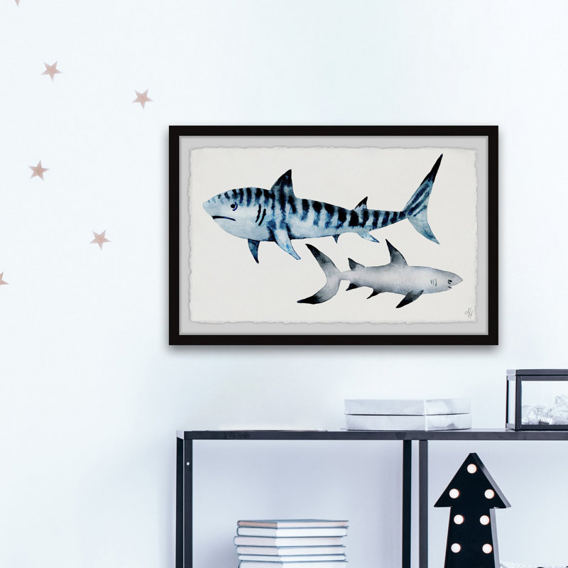 «Sharks Duo» de Ciotti, reproduction encadrée, H 30 po x l 45 po x P 1,5 po