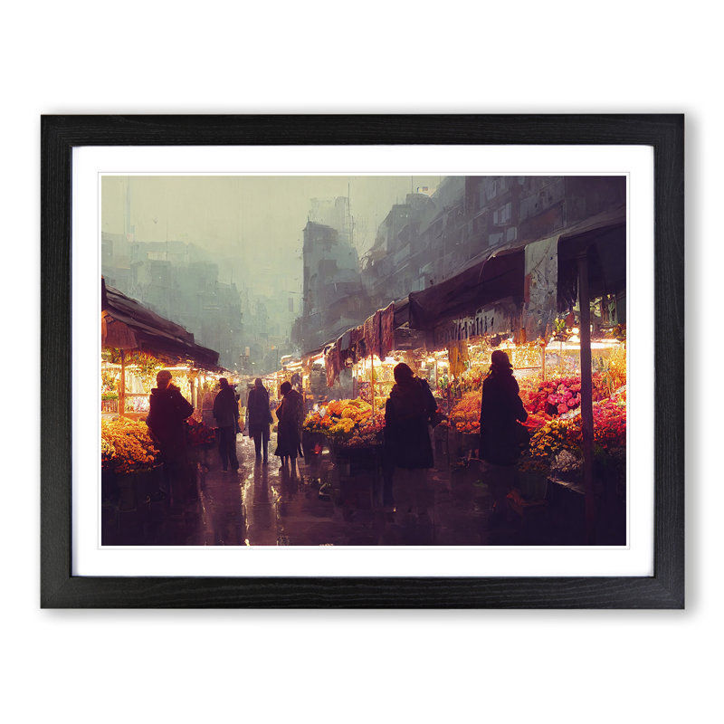 The Flower Market Vol.1 - Single Picture Frame Print, Black, 46cm H x 64cm W