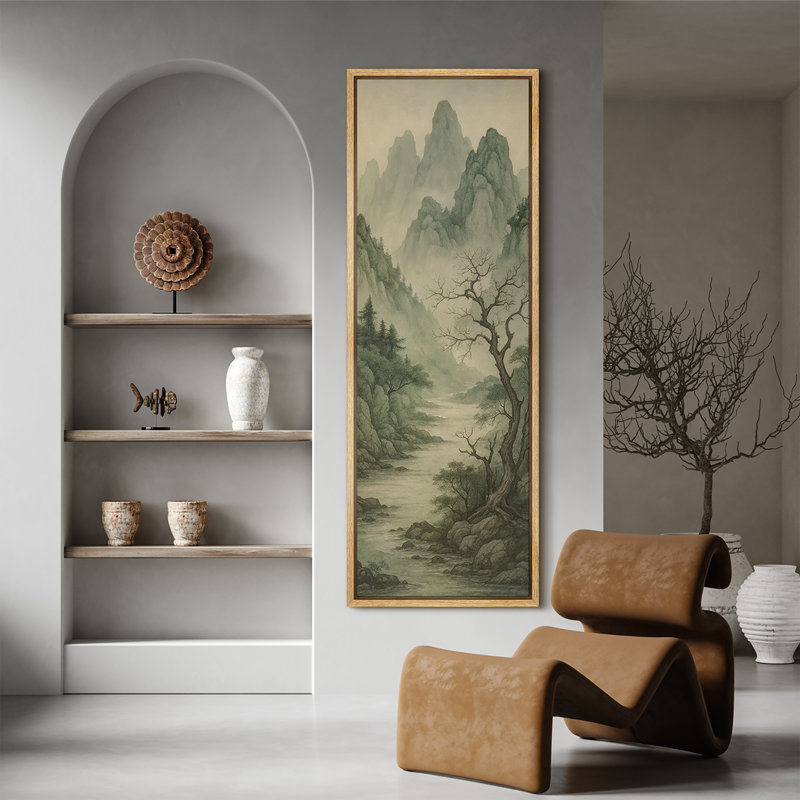Impression sur toile encadrée, art traditionnel chinois traditionnel, Natural, H 60 po x l 20 po