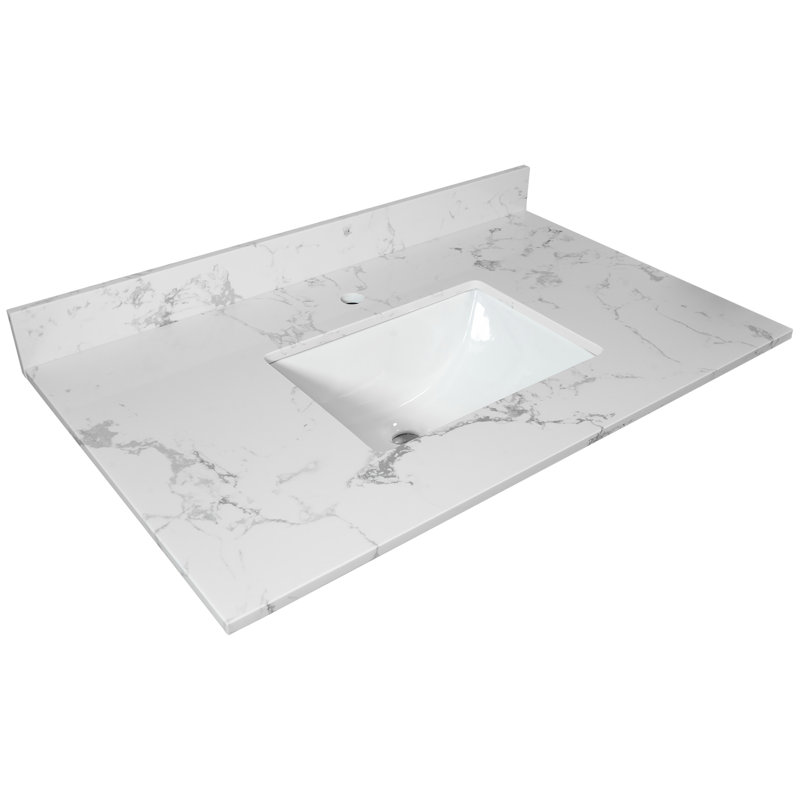 Dessus de meuble-lavabo moderne 31 po - Pierre avec lavabo sous-comptoir en céramique