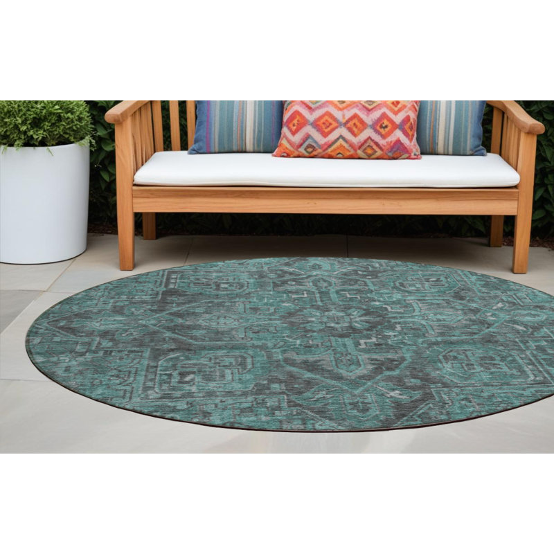 Tapis extérieur rond lavable antidérapant 8 pi