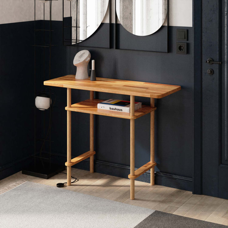 Console en bois massif avec 2 tablettes Soho, H 30 po x l 39,2 po x P 15 po