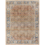 Oriental Machine Made Power Loomed Polyester Area Rug in Red/Blue