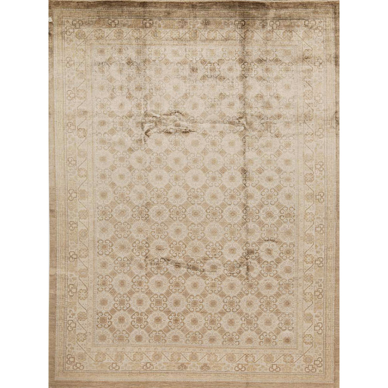Tapis ivoire et chameau noué à la main de haute qualité