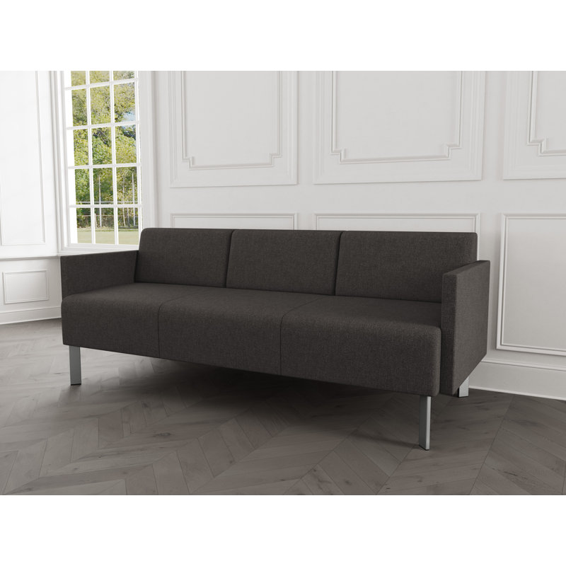 Luxe Lounge Reception Sofa, Silver Steel, Archetype Smoke
