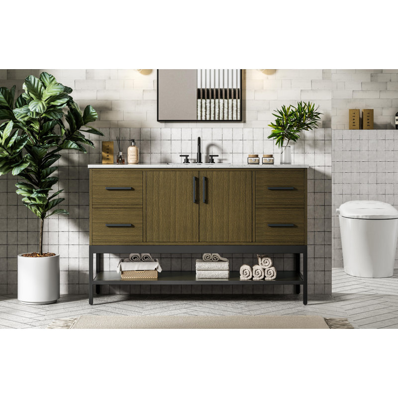 Meuble-lavabo simple 54 po, Brun châtaigne
