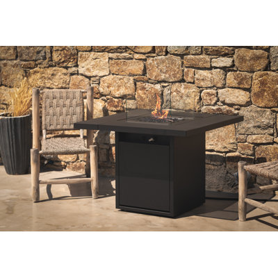 Square Table Gas Fire Pit with Attachable Table, 10 kW,
