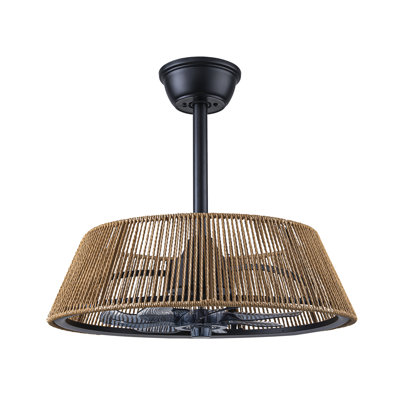 Farmhouse LED Flush Mount Fan with Remote