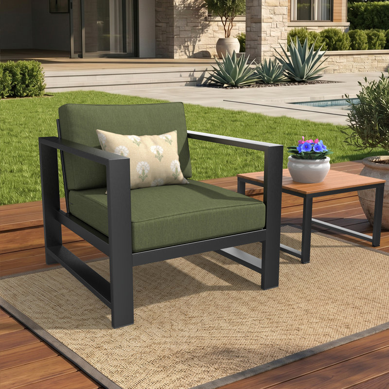 Sunbrella® Outdoor Deep Seating Louge Chair Cushion, Sunbrella® Canvas Fern, 26" W x 30" D