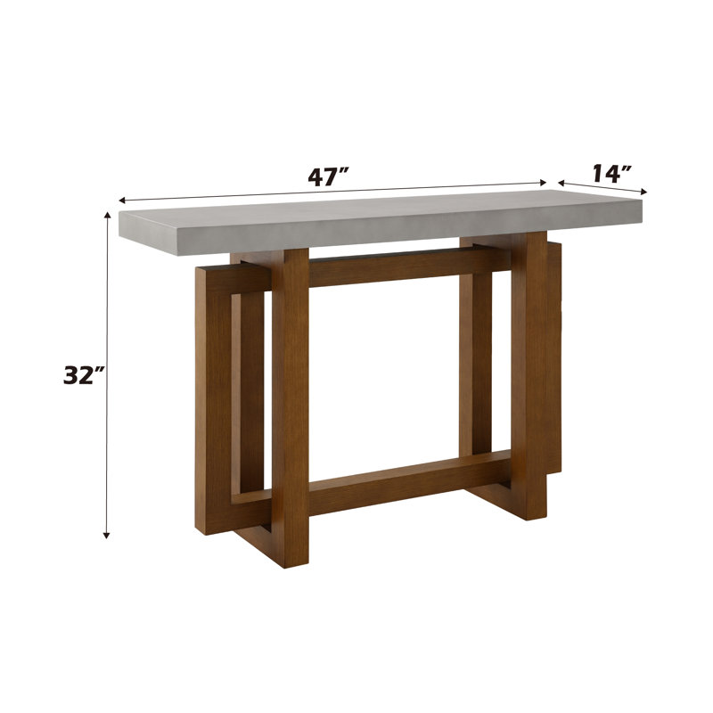 Faux Concrete Top & Walnut Finish Sofa Table
