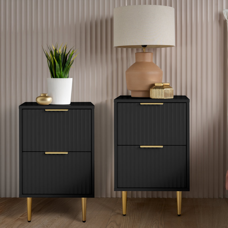 40 cm W Bedside Table, Black