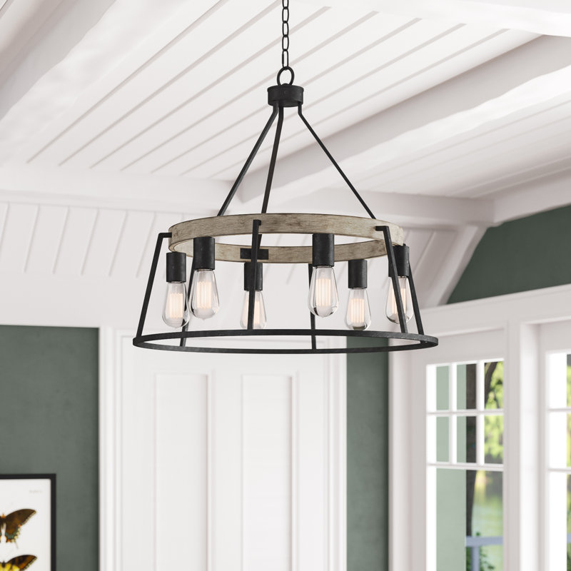Esmeralda 6 - Light Dimmable Wagon Wheel Chandelier
