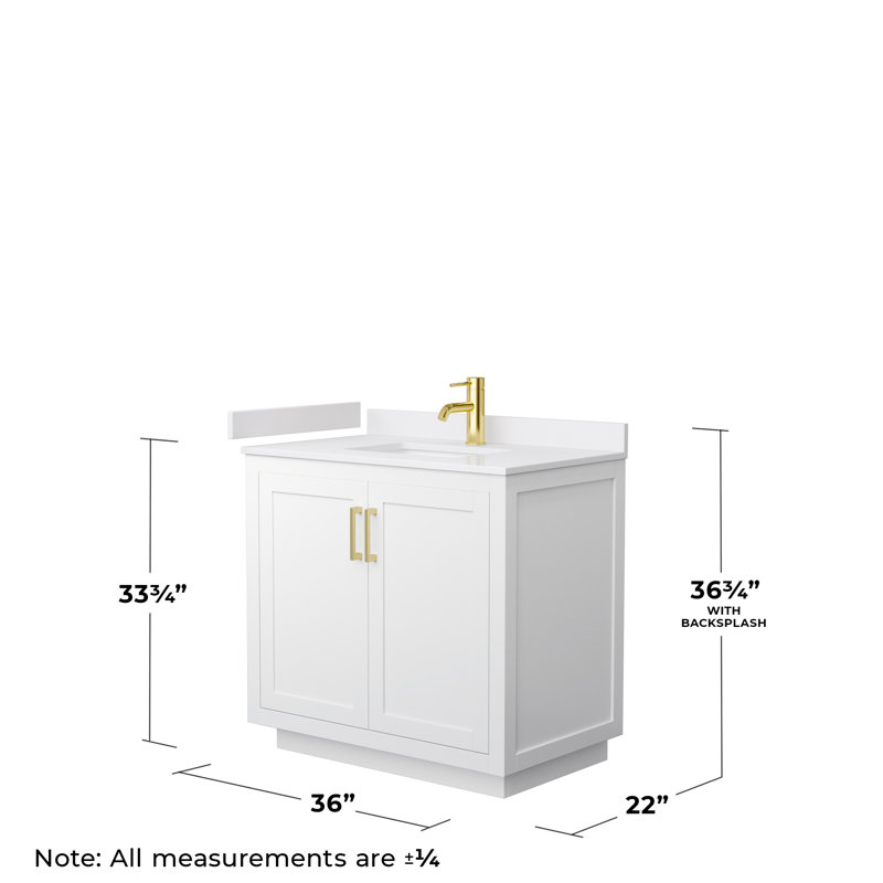 Miranda 36-inch White Cultured Marble Single Sink Vanity with Gold Hardware
