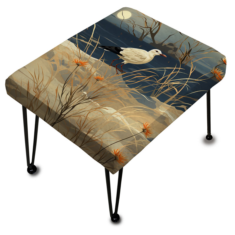 Mouette beige - motif de bord de mer - repose-pieds rectangulaire imprimé animal