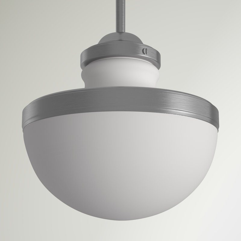 Luminaire suspendu simple à 1 lumière Aseret, H 9,5 po x l 8 po, Nickel brossé