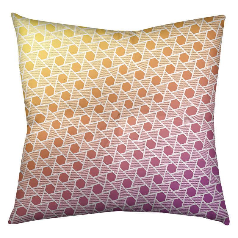 Coussin de plancher hexagonales et triangles, 26 po x 26 po, Jaune / Mauve