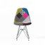 Chaise d'appoint Patchwork avec motif géométrique bohémien et pieds chromés, ensemble de 2